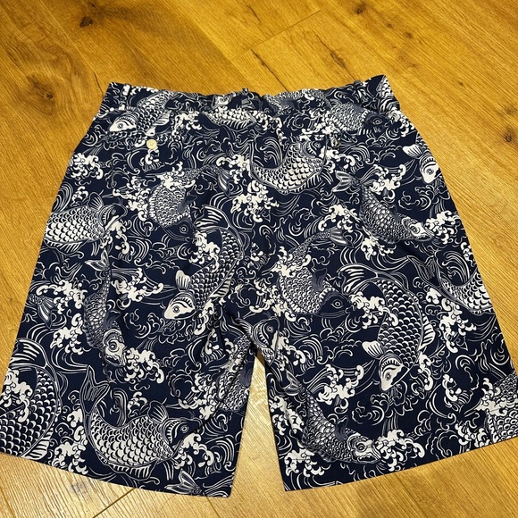 RLX Ralph Lauren Other - RLX Ralph Lauren Navy and White Koi Print Hybrid Shorts